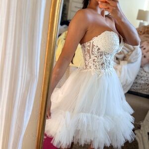 Sherri Hill Ivory Lace and Tulle Gown